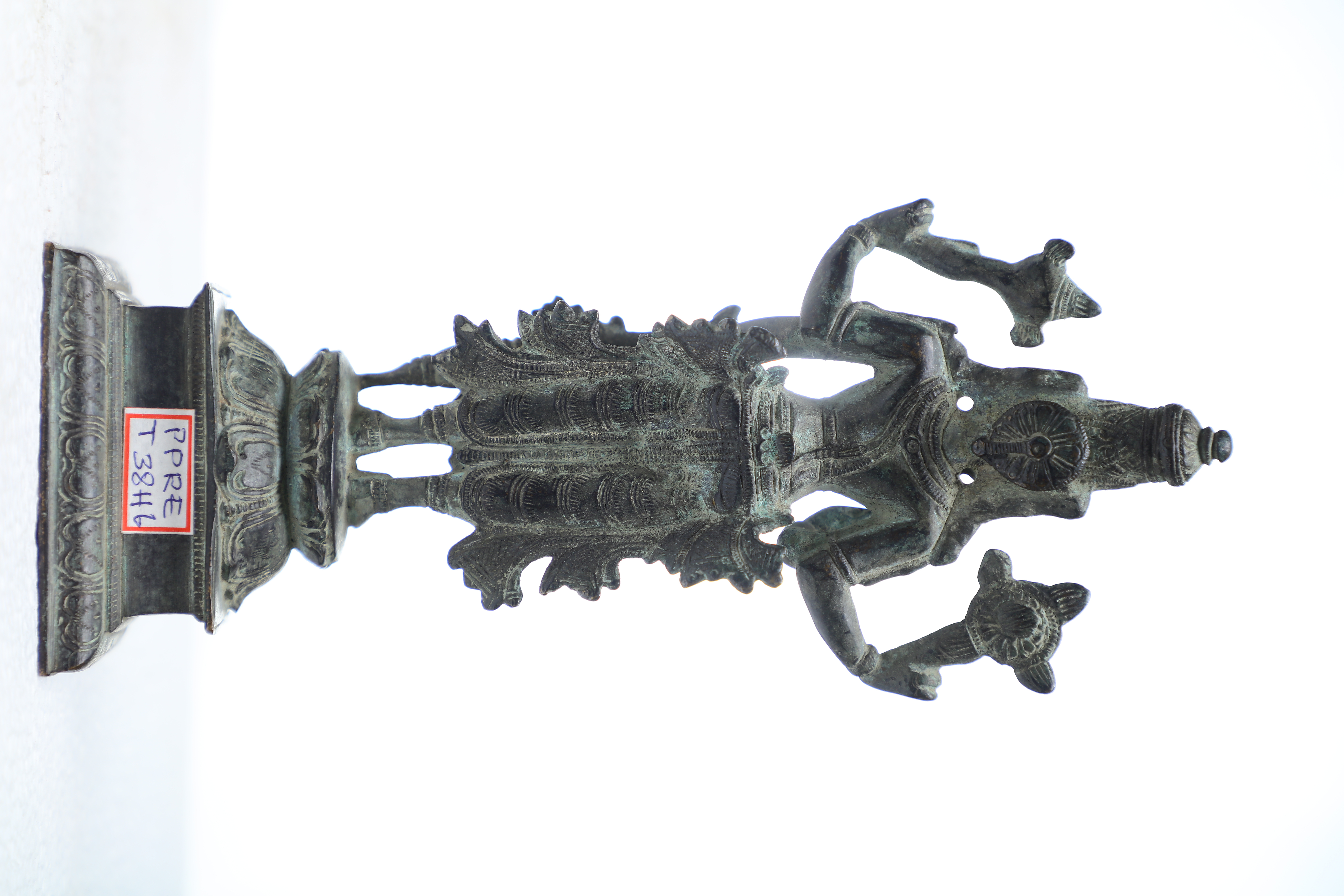 Bronze Vishnu - Bronze, 8x7x23 Cm, Dark Brown | Intricate Details, Removable Parts, Traditional Style, Patina Finish