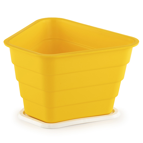 Octa Series Pot - Polypropylene With Uv, 13"x11"x8" Inch , Colors: Green, Grey, Sea Green, White, Yellow | Glossy Finish, Ideal For Gardening And Home Dã©cor