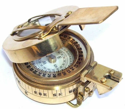 Antique Brass Nautical Pocket Compass - Handmade Vintage Style, Brown Polished Finish | Custom Design Options, Perfect for Sighting and Direction