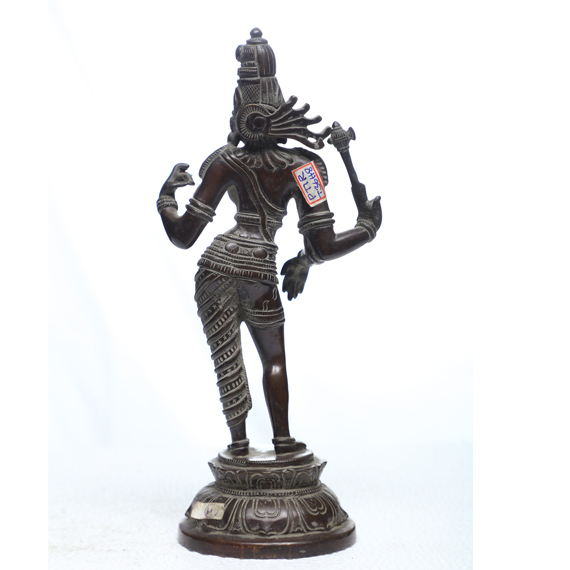 Bronze Saraswathi - Bronze, 14x10x31 Cm, Brown | Intricate Details, Antique Finish, Religious Significance, Collectible, Traditional Style