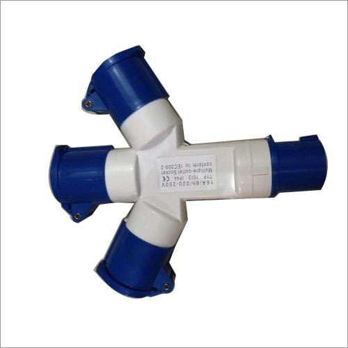 Industrial Multiple Socket - 16A/32A 3 Pin & 5 Pin, Blue & White Color | IP44 Rated, Suitable for Industrial Applications