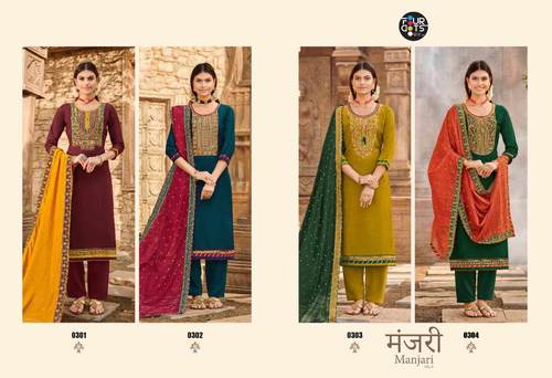 भारतीय मंजरी वोल-3 परम्परा सिल्क सलवार सूट कैटलॉग