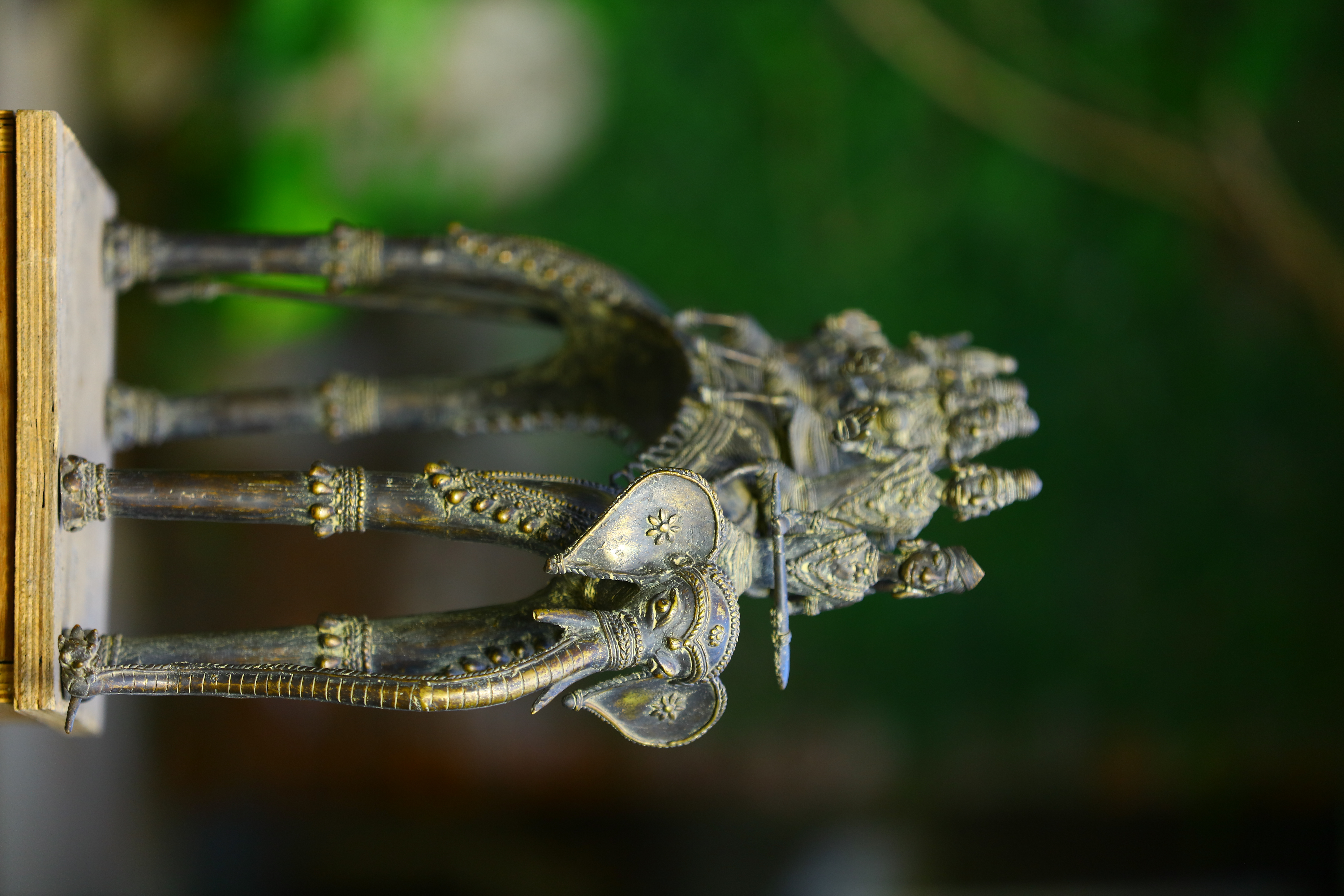 Traiable Elephant - Bronze, 63x18x48cm, Dark Brown | Handcrafted, Intricate Design, Tribal Style, Symbolic Artistry
