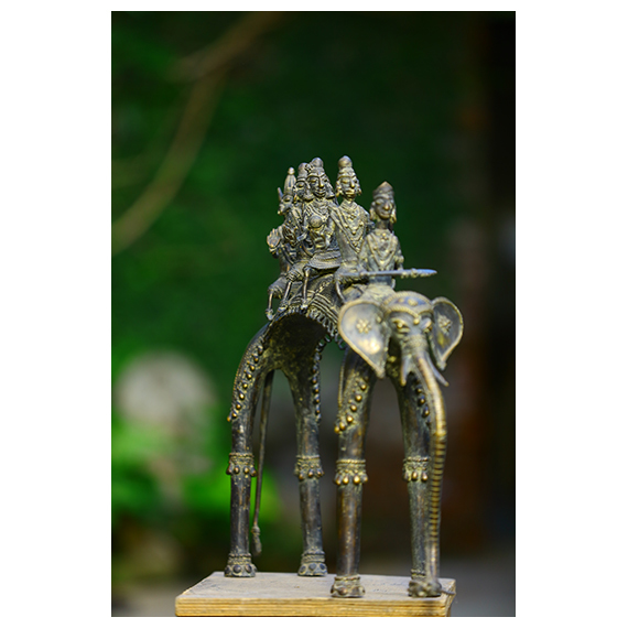 Traiable Elephant - Bronze, 63x18x48cm, Dark Brown | Handcrafted, Intricate Design, Tribal Style, Symbolic Artistry