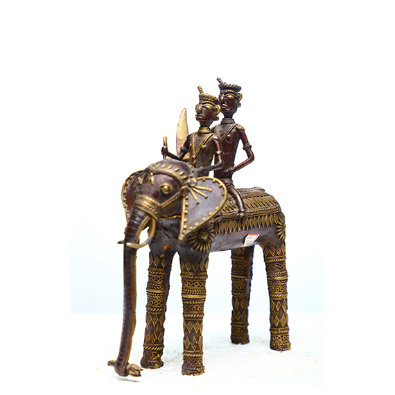 Traiable Elephant - Brass Alloy, 25x7x28 Cm, Brown | Handcrafted Artistry, Intricate Detail, Tribal Style, Collectible Decorative Piece