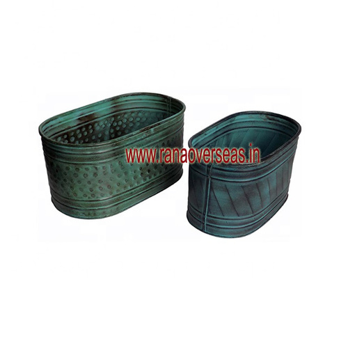 Copper Large Iron Planter Set Of 2