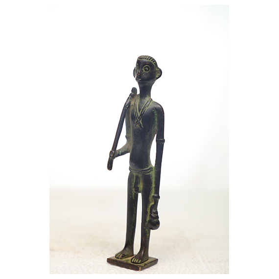 Traiable Figures - Bronze 4x4x19 Cm Dark Brown, Intricate Tribal Design With Feng Shui Symbolism