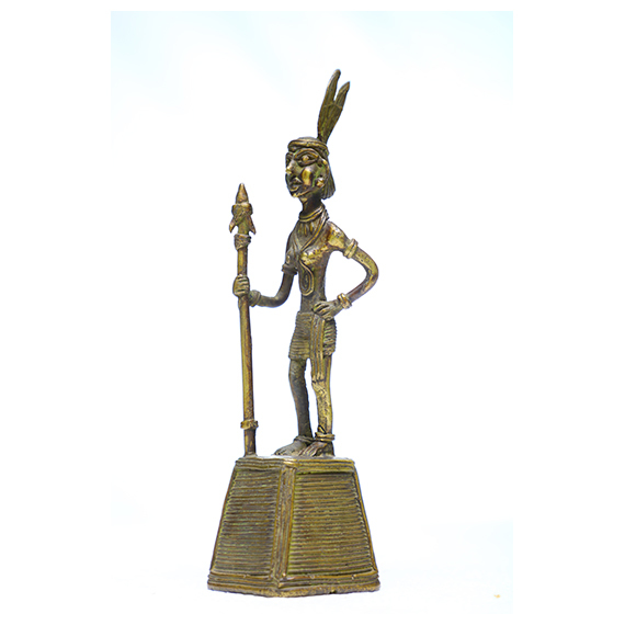 Traiable Figures - Brass 6x6x25cm Gold Tribal Statue, Handcarved, Polished Finish, Feng Shui, Spiritual