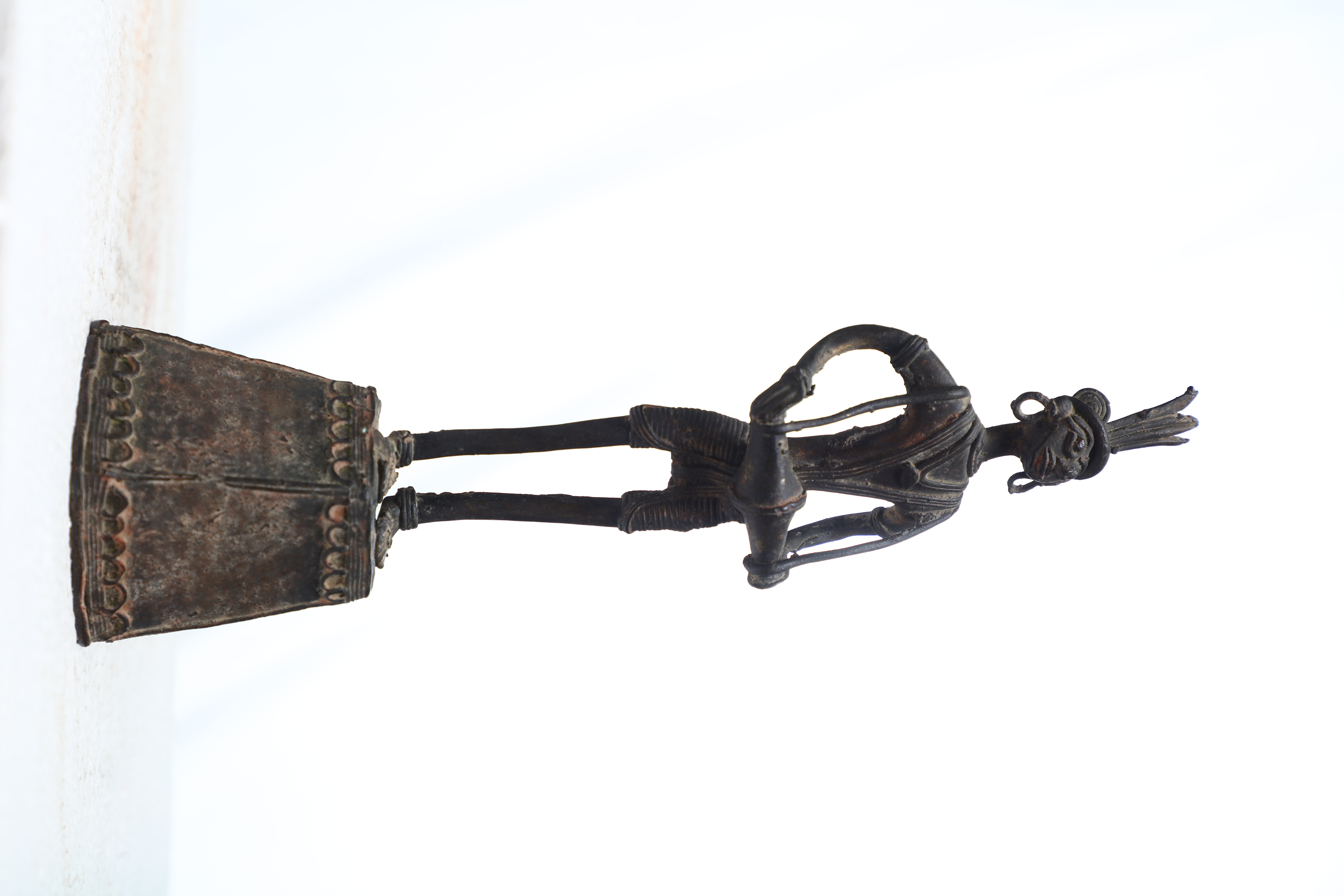 Traiable Figures - Bronze 6x6x30cm Dark Brown, Handcrafted Tribal Statue With Antique Finish