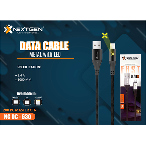 3.4 AMP Metal With LED Data Cable