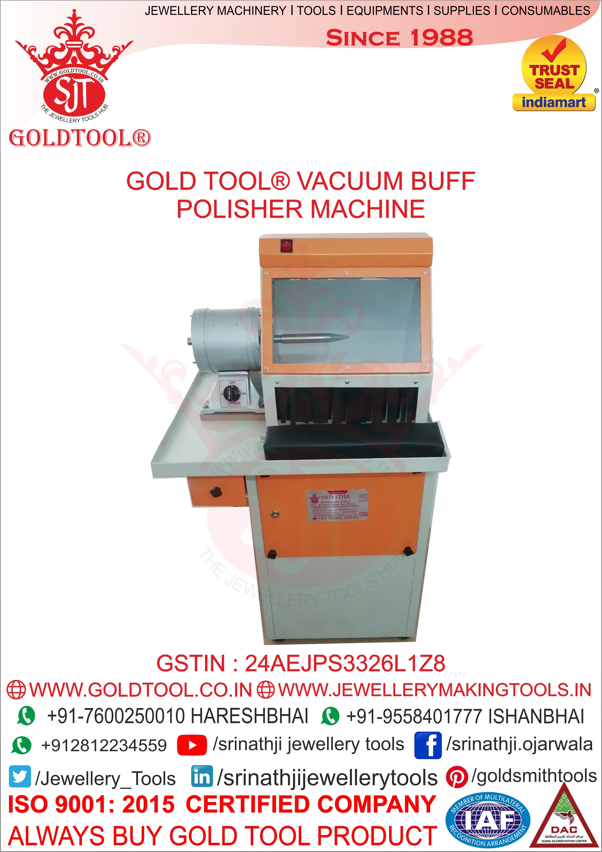 High Efficiency Gold Tool Vacuum Buff Polishing Machine