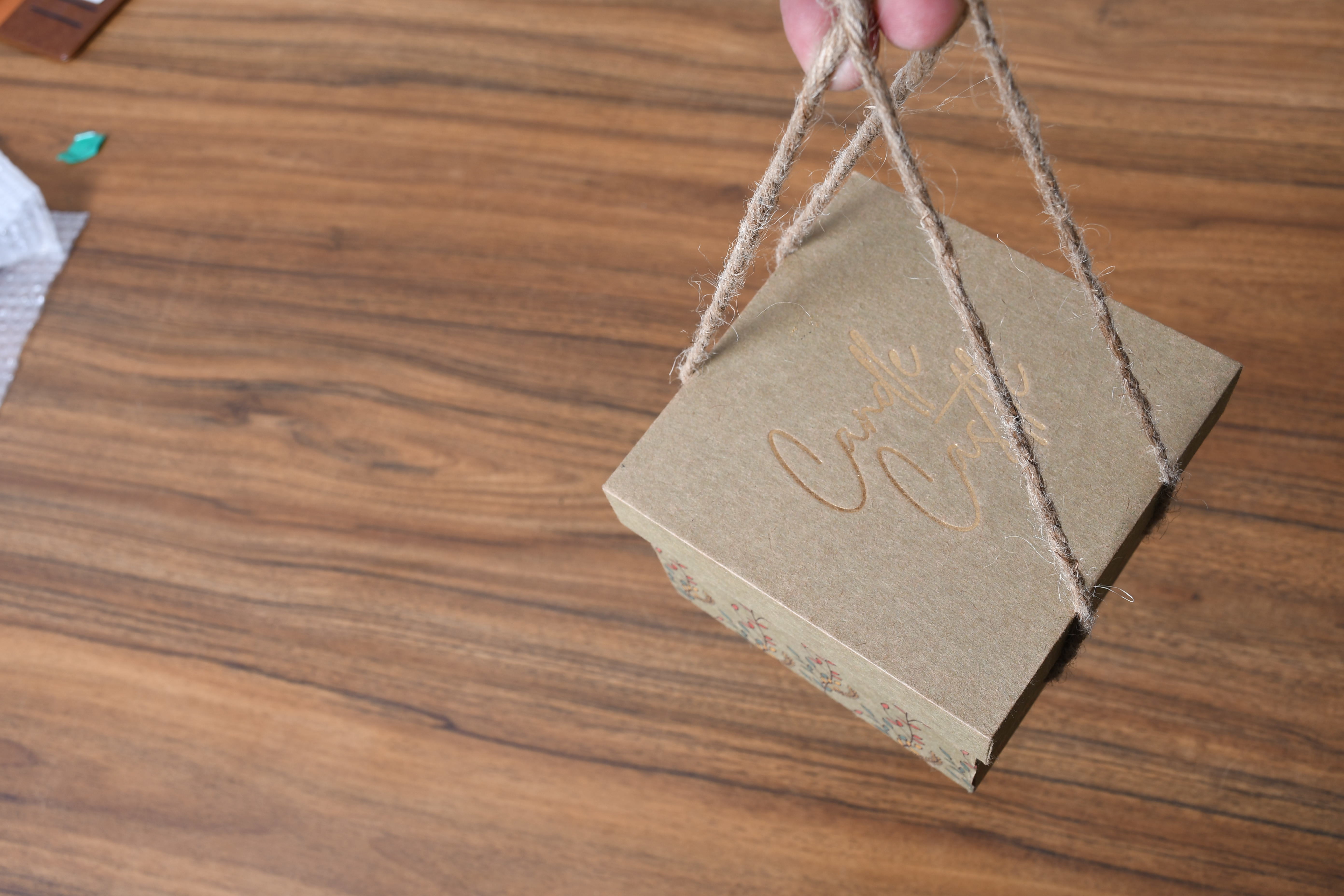 Candle Box - Laminated Material, 5 X 5 X 5 Inch Size | Glossy Lamination, Uv Offset Printing, Embossed Surface Handling, Square Shape