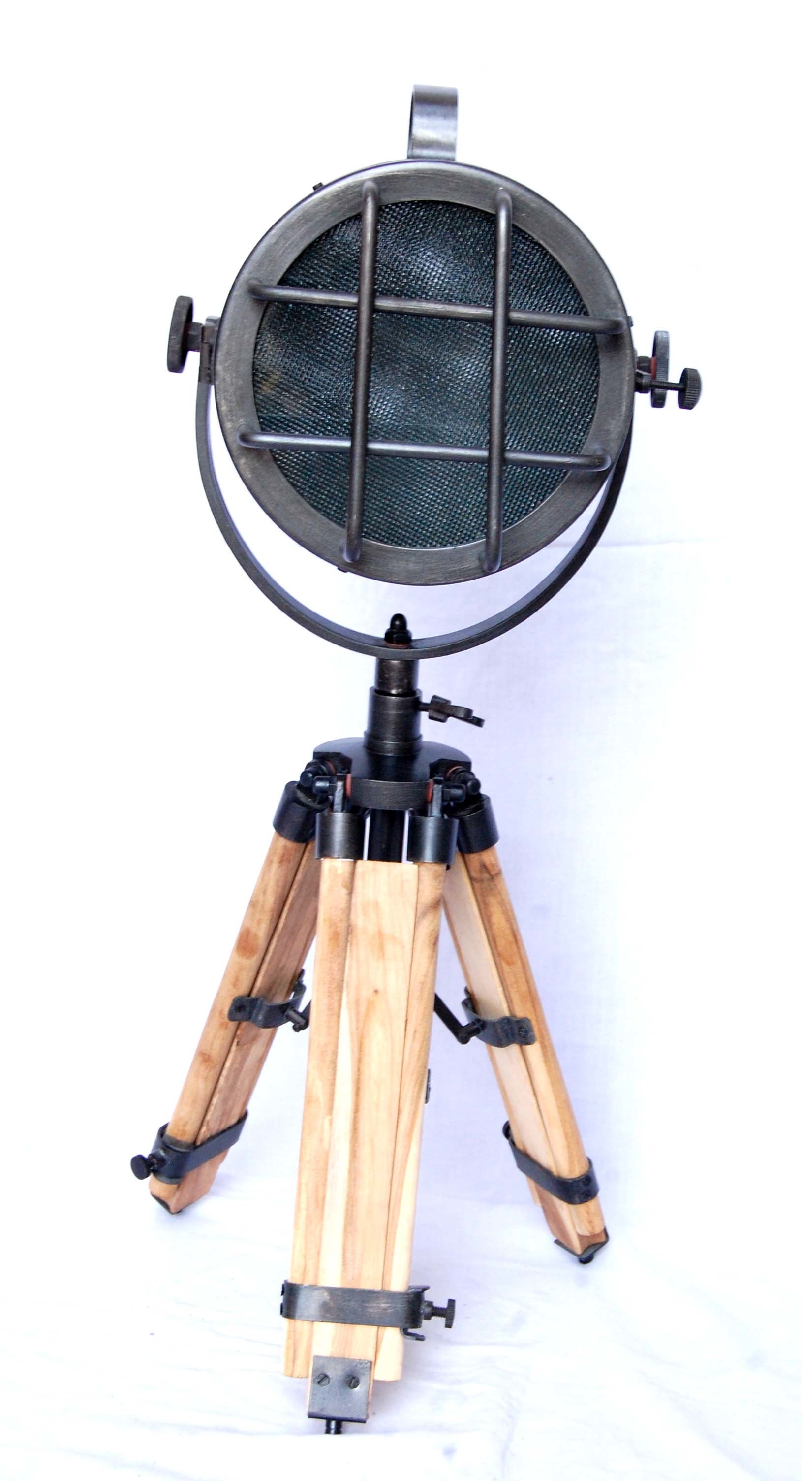 Table Spot Search Light - Brass, Aluminum & Wood | European Style, 70cm Total Height, 100% Handmade