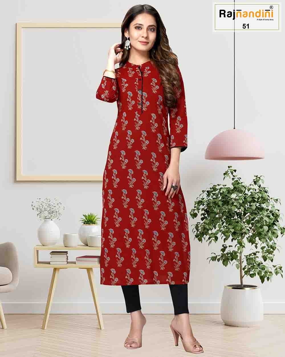 Rajnandini Cotton Jaipuri Printed Kurtis Catalogue - Pure Cotton, Size S-xxl, 3/4 Sleeve, Value Added Embroidery Work | Quick Dry, Washable, Ideal For Casual & Formal Wear