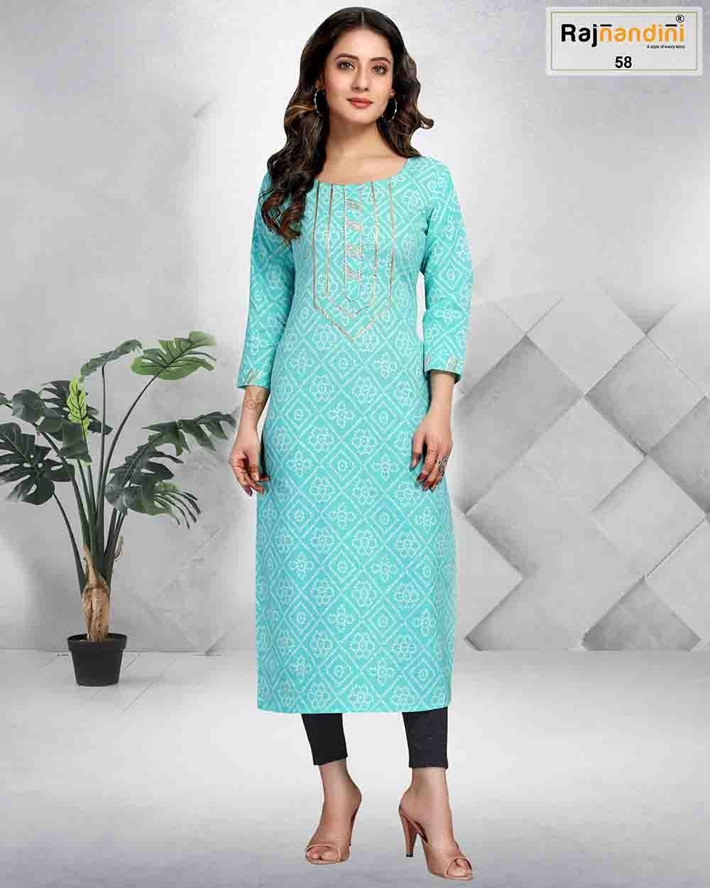 Rajnandini Cotton Jaipuri Printed Kurtis Catalogue - Pure Cotton, Size S-xxl, 3/4 Sleeve, Value Added Embroidery Work | Quick Dry, Washable, Ideal For Casual & Formal Wear