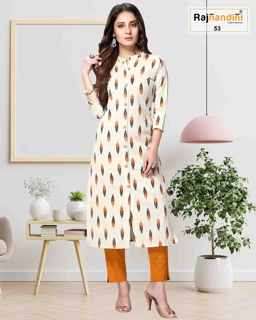 Rajnandini Cotton Jaipuri Printed Kurtis Catalogue - Pure Cotton, Size S-xxl, 3/4 Sleeve, Value Added Embroidery Work | Quick Dry, Washable, Ideal For Casual & Formal Wear
