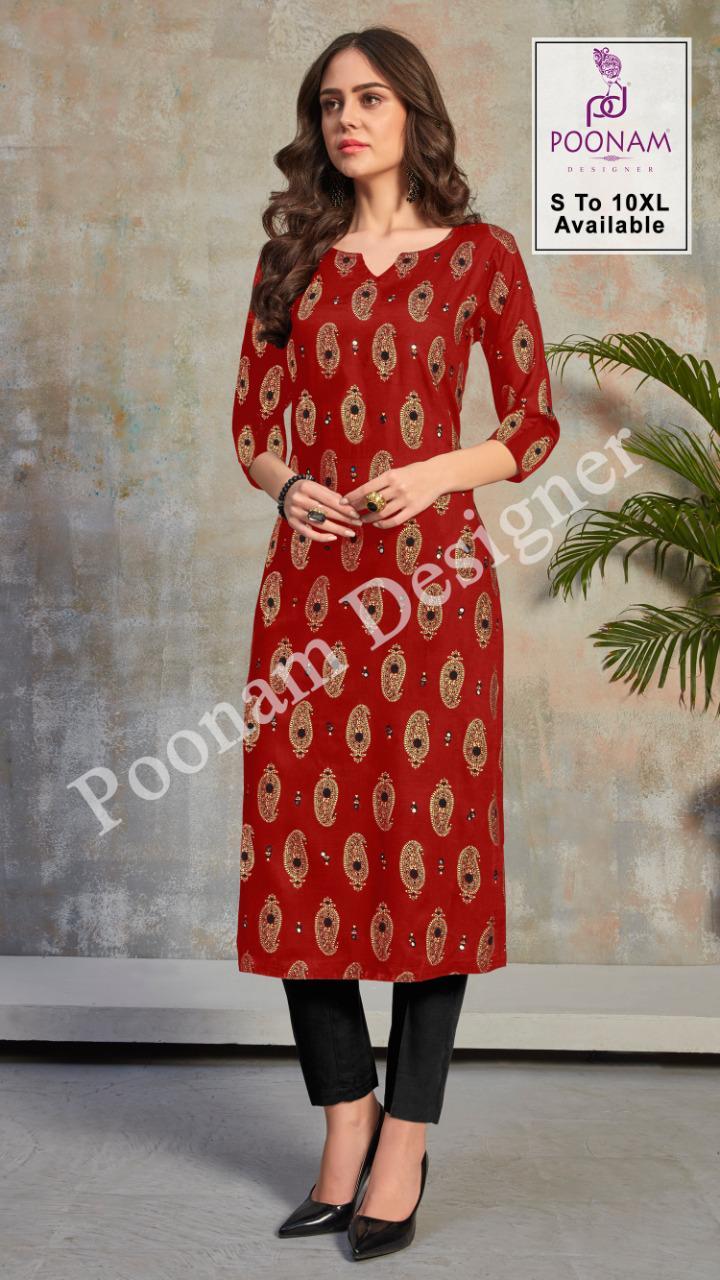Dry Cleaning Minakari Pure Rayon Foil Print Designer Kurtis Catalogue