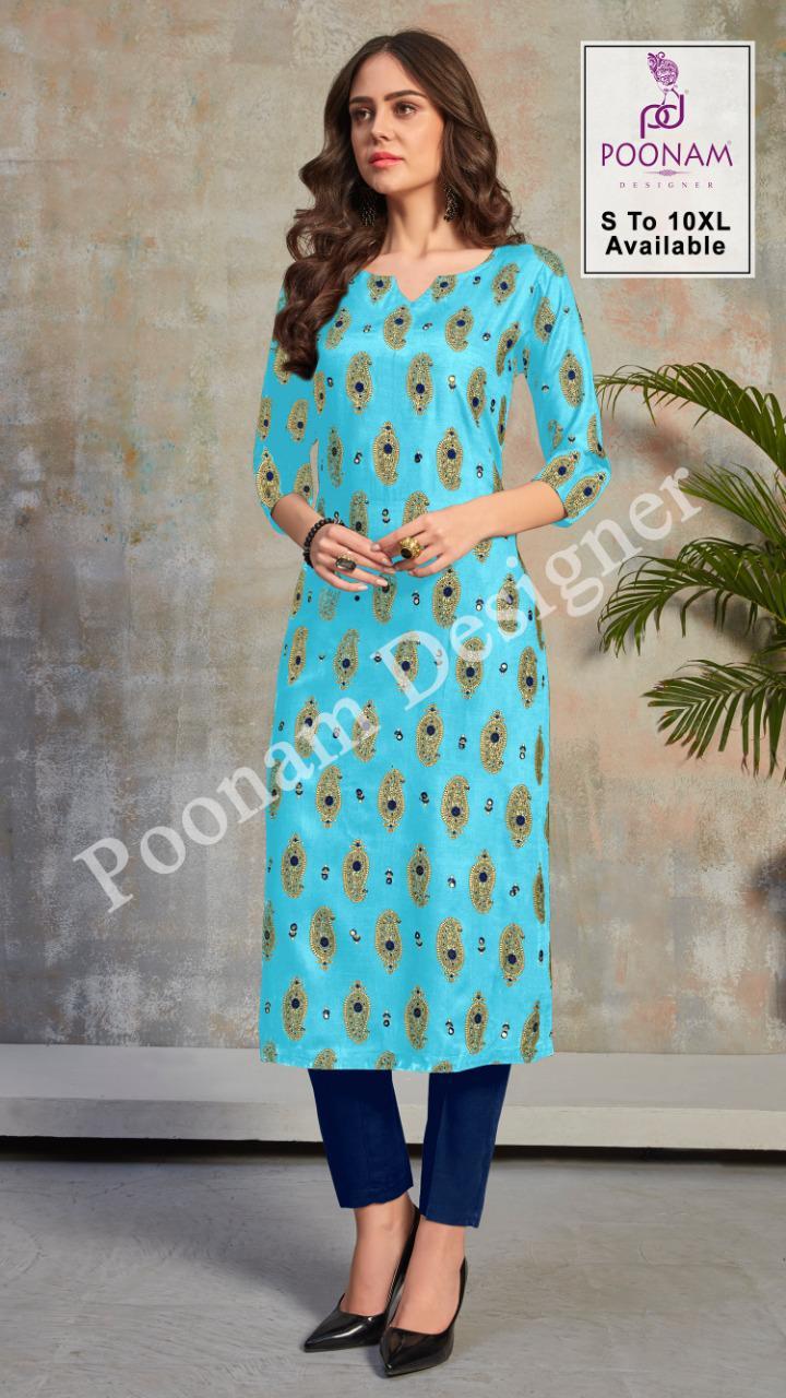 Dry Cleaning Minakari Pure Rayon Foil Print Designer Kurtis Catalogue