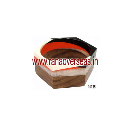 Designer Wooden Kada - Brass And Wood Material, Custom Logo Finish, Folk Art Style