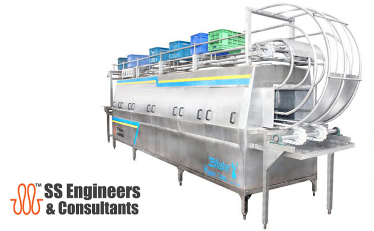 Industrial Crate Washer Machine - Stainless Steel, Automatic Operation, 400-3000 Capacity | Hygienic & Updated Design, Water Cooling System, Plc Control