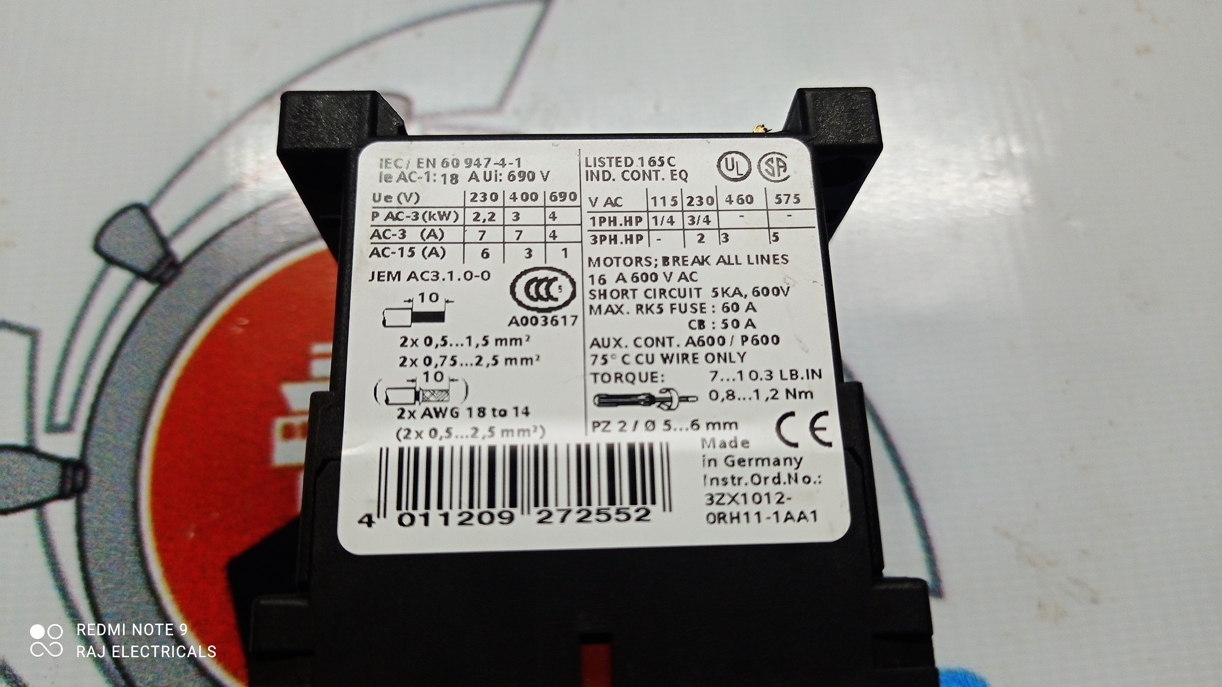 Siemens Contactor - 3rt 1016