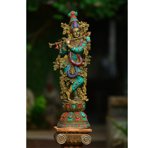 Bronze Stone Work Radha & Krishna