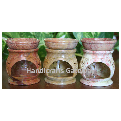 Handmade Natural Soapstone Aroma Oil Diffuser - Standard 3.5 to 4 Inches, Antique Imitation Style, Customizable Logo, Hand Carved and Polished Finish, Unique Varied Colors