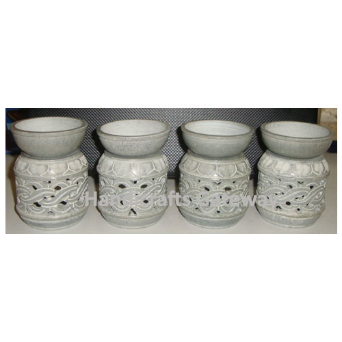 भारतीय हस्तशिल्प सोपस्टोन अरोमा ऑयल लैंप, स्टोन हैंड कार्व्ड अरोमा डिफ्यूज़र