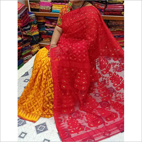 किसी भी रंग की महिलाओं की डिज़ाइनर ढाकाई रंगबोटी साड़ी