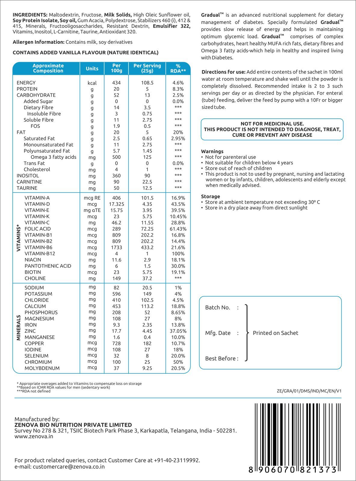 Gradual Advanced Nutritional Supplement Age Group: Old-aged