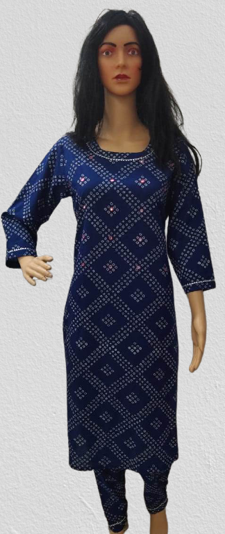 Cotton Printed Aari Work Kurtis Pant Set Bust Size: 38