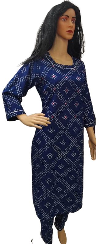 Cotton Printed Aari Work Kurtis Pant Set Bust Size: 38