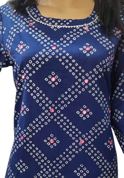 Cotton Printed Aari Work Kurtis Pant Set Bust Size: 38