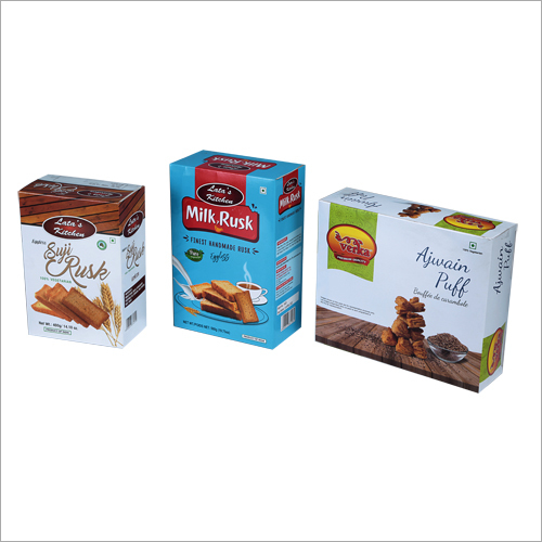 Rusk Packaging Box - Thick Paper, Various Sizes Available, Multicolor | Ideal For Crispy Rusk Biscuit Packaging, Quality Tested