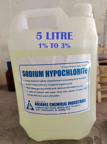 ( 1% To 3% ) 5 Liters Sodium Hypochlorite Solution Cas No: 7681-52-9