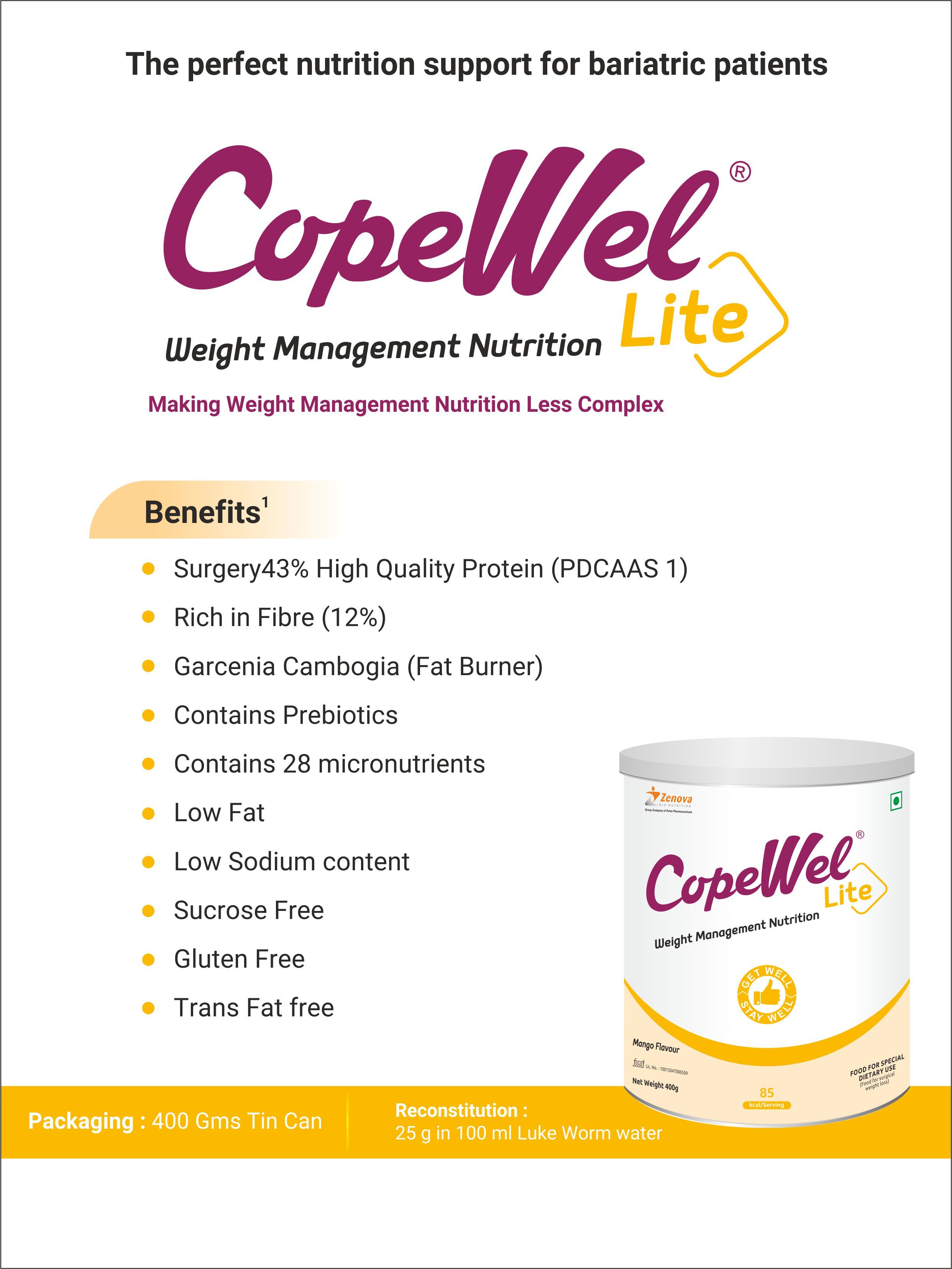 Copewel Lite (Weight Loss Nutrition) Age Group: Old-aged