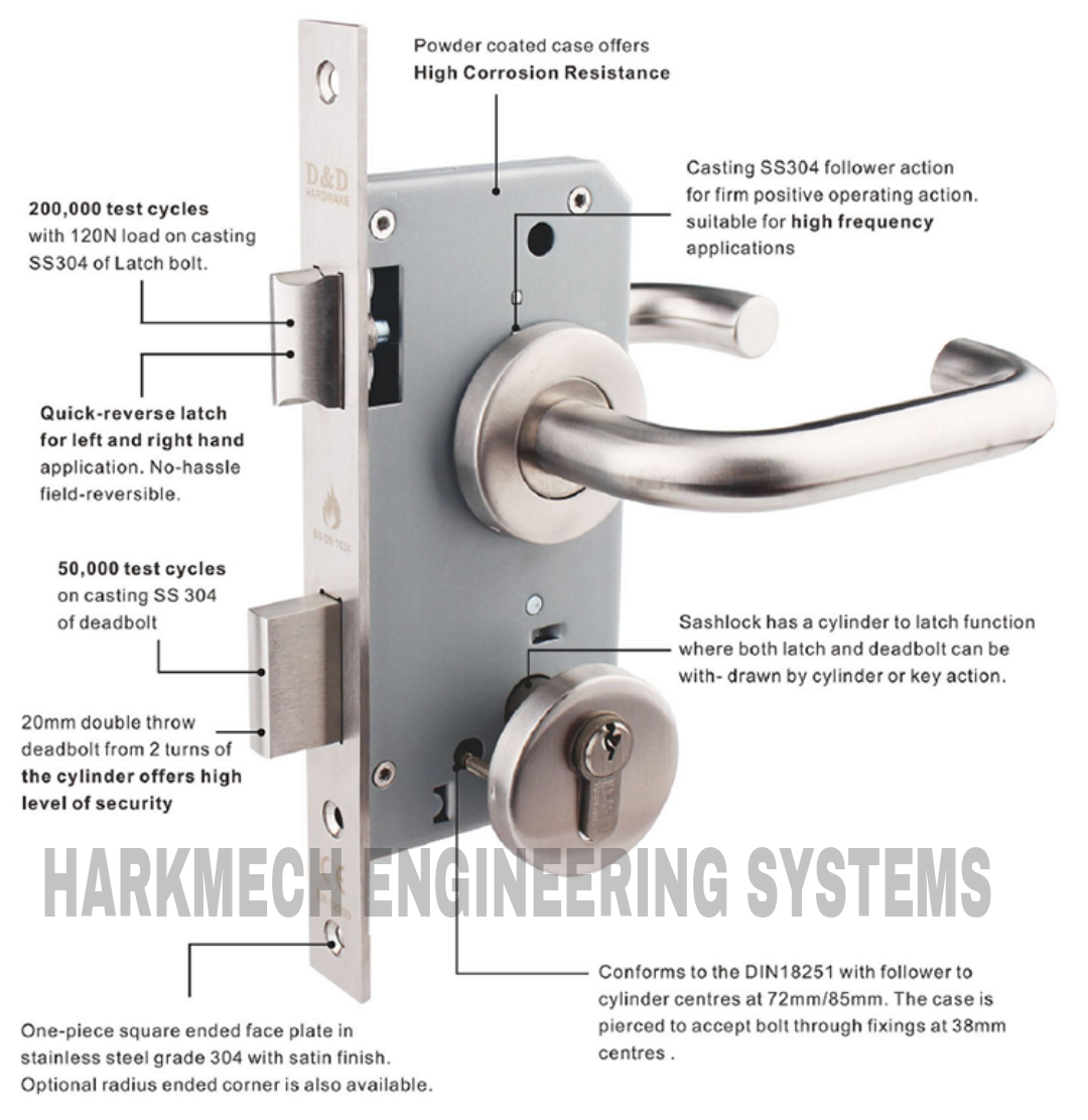 Metal Door Hardwares - Stainless Steel, Varied Dimensions | Corrosion Resistant, Durable, Heavy-duty, Easy Installation, Brushed Finish, Secure Design