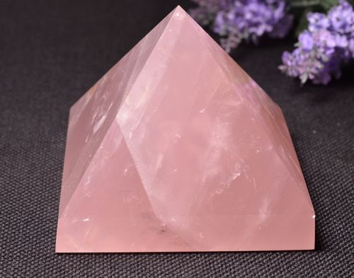 Rose Quartz Pyramid - Natural Rose Quartz Material, Calming Heart-Shaped Design , Enhances Love and Self-Worth