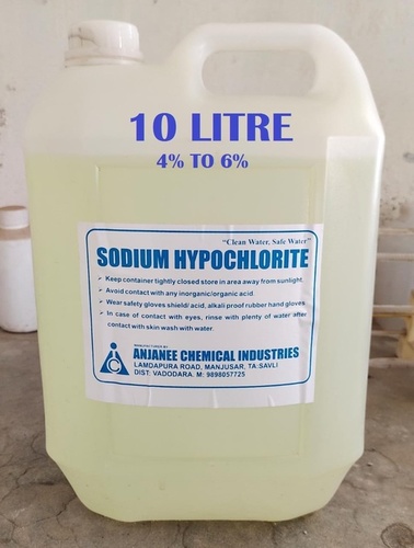 (4% To 6%) 10 Litre Sodium Hypochlorite Solution Cas No: 7681-52-9