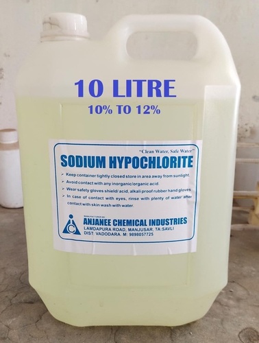 (10% To 12% ) 10 Litre Sodium Hypochlorite Solution Cas No: 7681-52-9