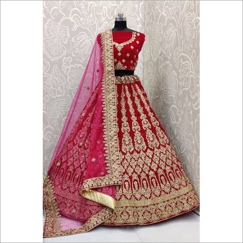 Bridal Embroidered Lehenga - Traditional Indian Ethnic Wear | Dry Clean Only, Intricate Embroidery