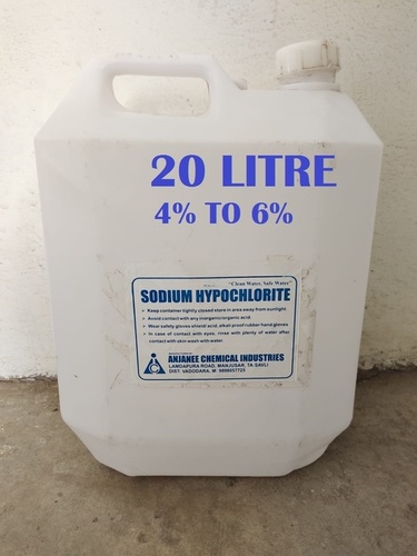 (4% To 6%) 20 Litre Sodium Hypochlorite Solution Cas No: 7681-52-9