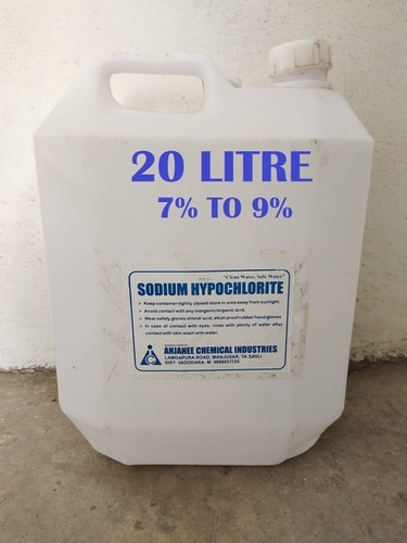 (7% To 9%) 20 Litre Sodium Hypochlorite Solution Cas No: 7681-52-9