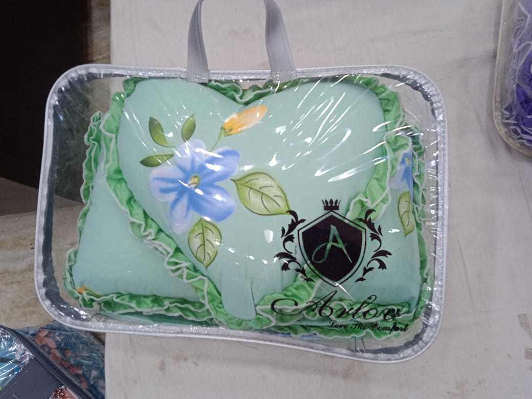 Glace Cotton Bedsheet Set - Queen Size 90x100 With Two Lace Work Pillow Covers 18x28, Filled Cushions 12x18 And Attractive Bag Packing