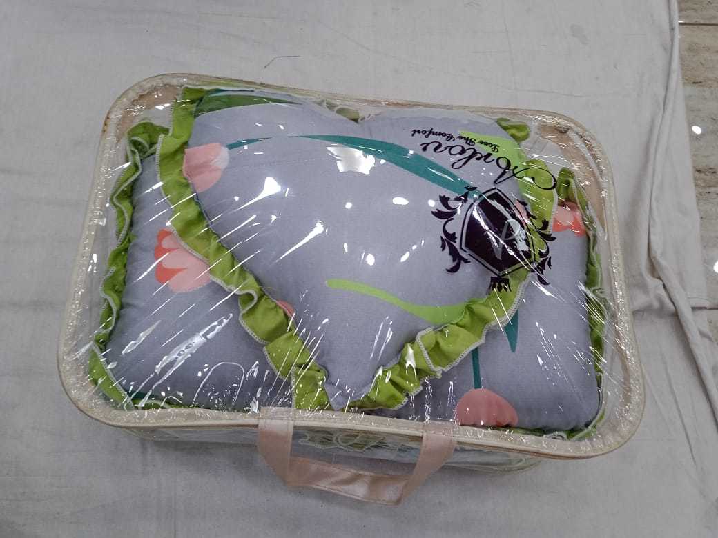 Glace Cotton Bedsheet Set - Queen Size 90x100 With Two Lace Work Pillow Covers 18x28, Filled Cushions 12x18 And Attractive Bag Packing