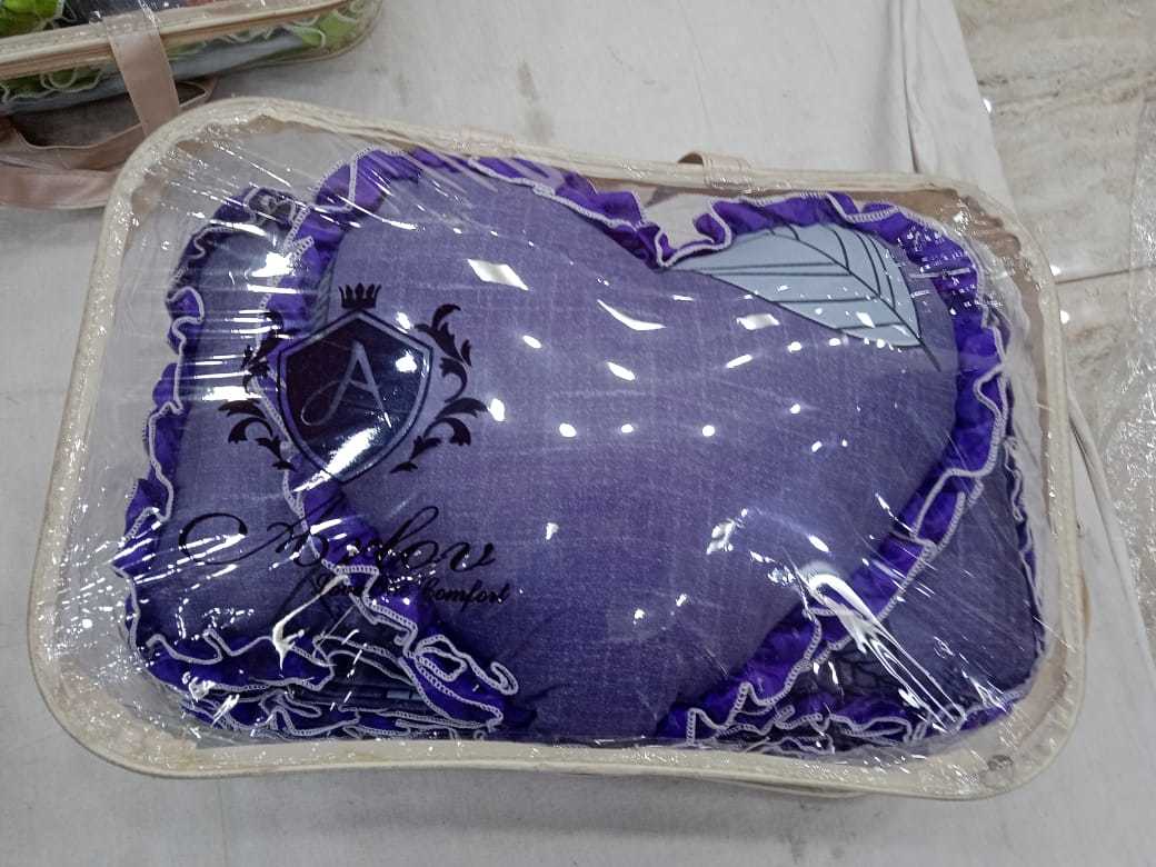 Glace Cotton Bedsheet Set - Queen Size 90x100 With Two Lace Work Pillow Covers 18x28, Filled Cushions 12x18 And Attractive Bag Packing