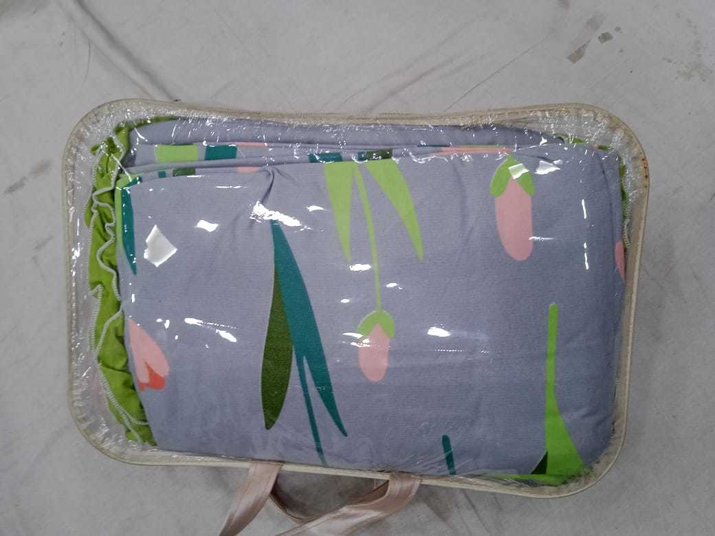 Glace Cotton Bedsheet Set - Queen Size 90x100 With Two Lace Work Pillow Covers 18x28, Filled Cushions 12x18 And Attractive Bag Packing