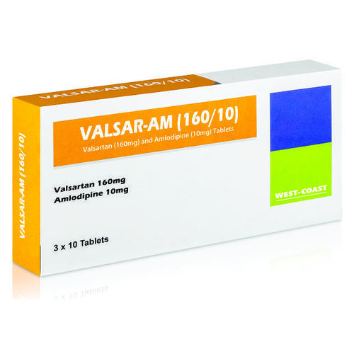 चिकित्सक के निर्देशानुसार एम्लोडिपाइन और वाल्सर्टन टेबलेट.