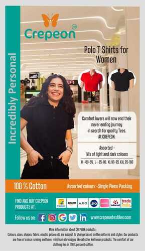 Crepeon Womens T Shirt - 100% Cotton, Short Sleeves, Available In All Sizes And Colors | High-quality, Comfortable, Long-lasting Plain Design