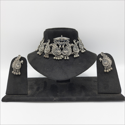 Oxidize Choker Necklace with Earring
